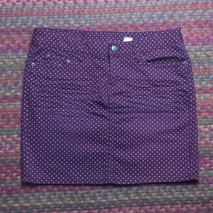 MAROON POLKA DOT DENIM MINI SKIRT